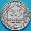 Монета Германия 25 пфеннигов 1909 год. А.