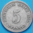 Монета Германии 5 пфеннигов 1890 год. D.
