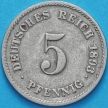 Монета Германии 5 пфеннигов 1893 год. D.