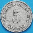 Монета Германии 5 пфеннигов 1901 год. F