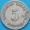 Монета Германия 5 пфеннигов 1902 год. Е