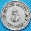 Монета Германии 5 пфеннигов 1912 год. Е