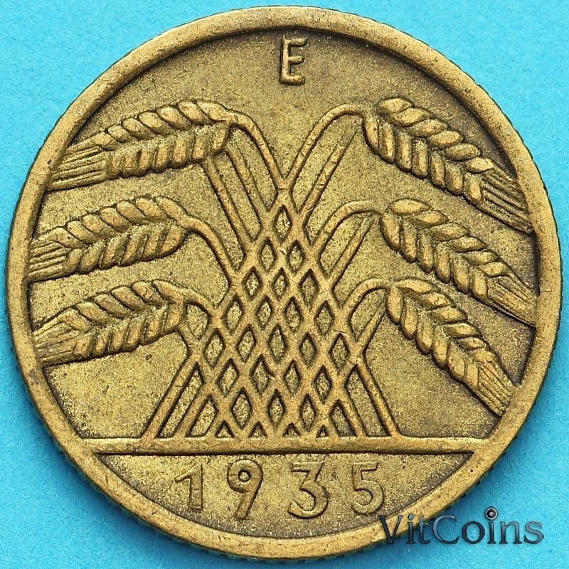 Монета Германия 10 рейхспфеннигов 1935 год.Е