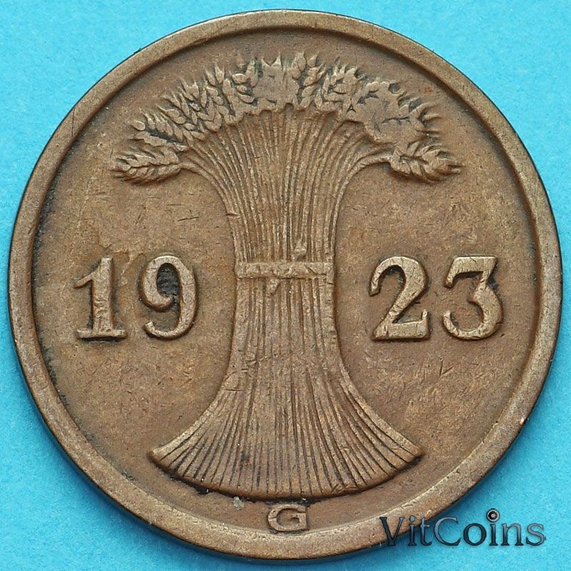 Монета Германия 2 рентенпфеннига 1923 год. G