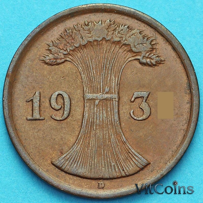 Монета Германия 1 рейхспфенниг 1930 год. D 