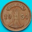 Монета Германия 1 рейхспфенниг 1934 год.  F