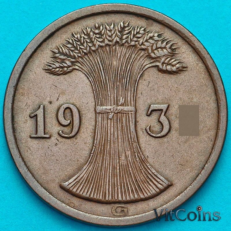 Монета Германия 1 рейхспфенниг 1930 год. G