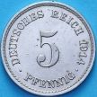 Монета Германия 5 пфеннигов 1914 год. А