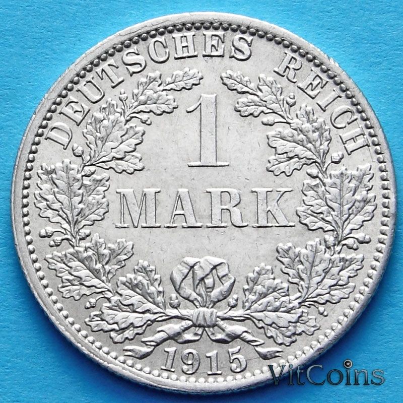 Монета Германии 1 марка 1915 год. Серебро А.