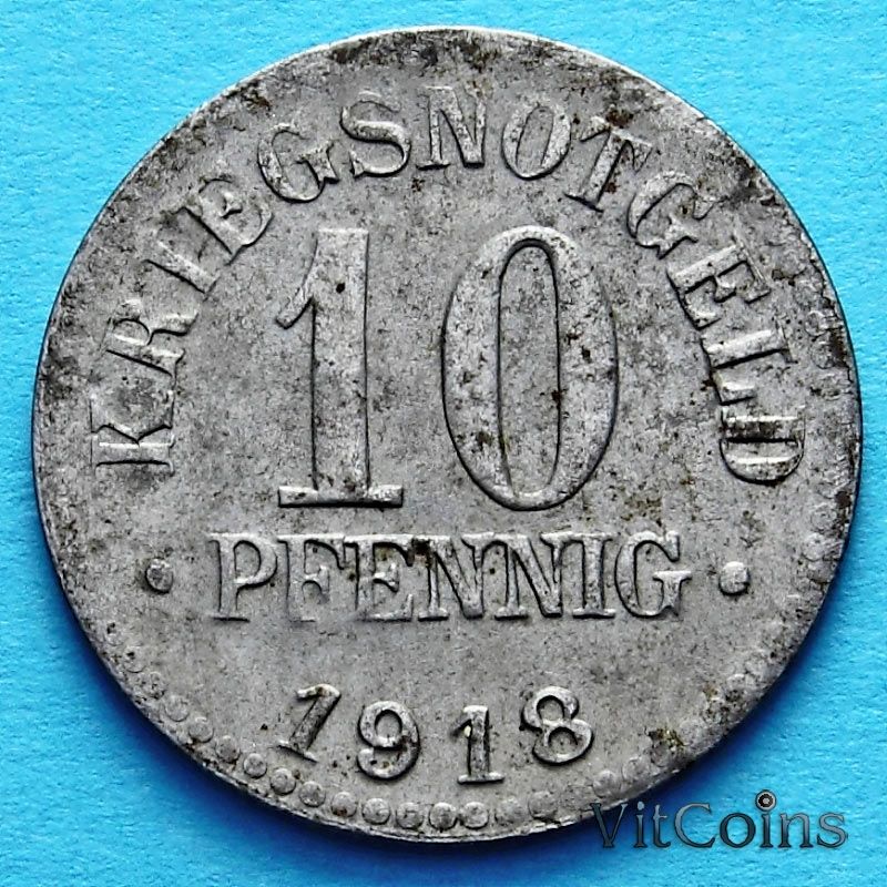 Монета Германии 10 пфеннигов 1918 год. Нотгельд Брауншвейг.