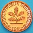 Монета ФРГ 1 пфенниг 1980 год.  J. Пруф.