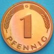 Монета ФРГ 1 пфенниг 1980 год. G. Пруф.