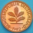 Монета ФРГ 1 пфенниг 1982 год. G. Пруф.