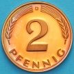 Монета ФРГ 2 пфеннига 1980 год. F. Пруф.