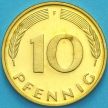 Монета ФРГ 10 пфеннигов 1980 год. F. Пруф.