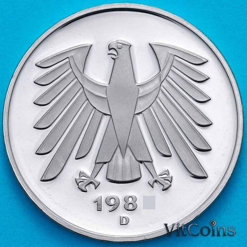 Монета ФРГ 5 марок 1985 год. D. Пруф