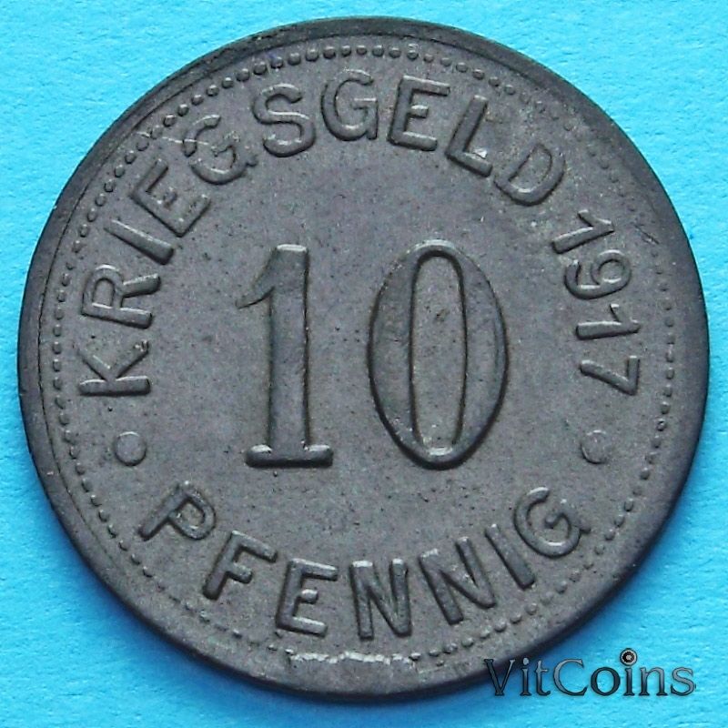 Монета Германии 10 пфеннигов 1917 год. Нотгельд Мюнстер.