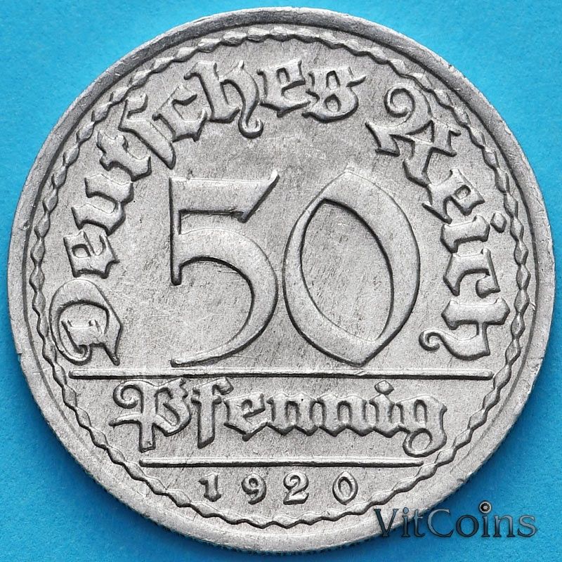 Монета Германии 50 пфеннигов 1920 год. UNC. D