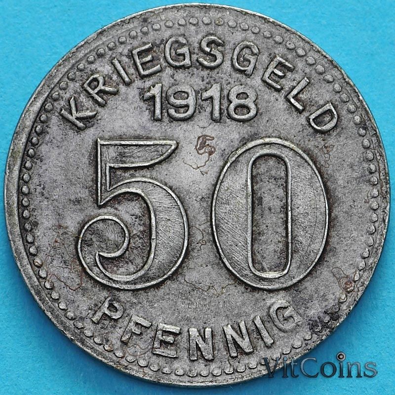 Монета Германии 50 пфеннигов 1918 год. Нотгельд Элберфельд