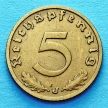 Монета Германии 5 рейхспфеннигов 1938 год. J.