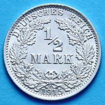 Германия 1/2 марки 1915 г. Серебро А