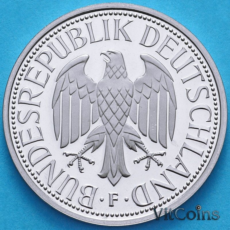 Монета ФРГ 1 марка 2000 год. F. Пруф. Монета ФРГ 1 марка 2000 год. F. Пруф.