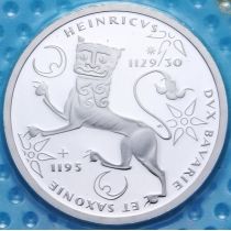 ФРГ 10 марок 1995 год. F. Генрих Лев. Серебро.