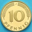 Монета ФРГ 10 пфеннигов 1980 год. J.. Пруф.