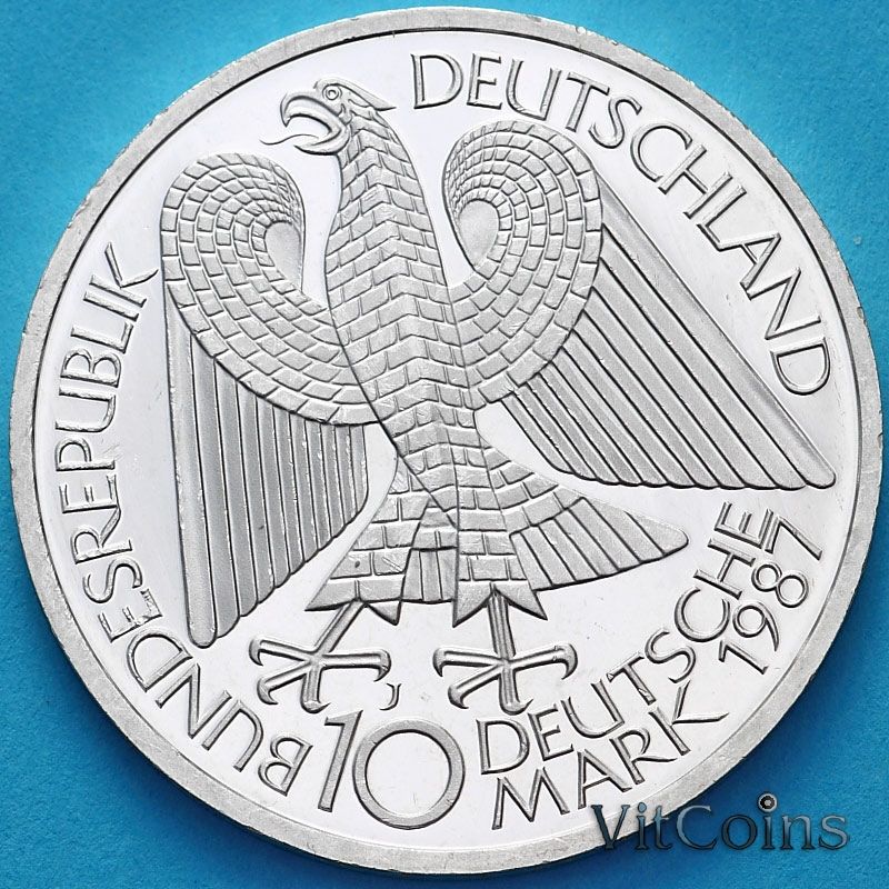 Монета ФРГ 10 марок 1987 год. J. 750 лет Берлину. Пруф. Монета ФРГ 10 марок 1987 год. J. 750 лет Берлину. Пруф.