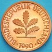 Монета ФРГ 1 пфенниг 1990 год. G. Пруф.