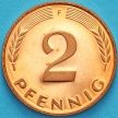 Монета ФРГ 2 пфеннига 1991 год. F. Пруф.