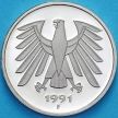 Монета ФРГ 5 марок 1991 год. F. Пруф