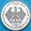 Монета ФРГ 2 марки 1991 год. Франц Йозеф Штраус. Пруф. G
