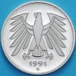 Монета ФРГ 5 марок 1991 год. G. Пруф