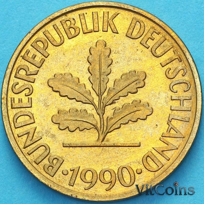 Монета ФРГ 10 пфеннигов 1990 год. G