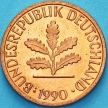 Монета ФРГ 1 пфенниг 1990 год. F.