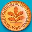 Монета ФРГ 1 пфенниг 1992 год. F. Пруф.