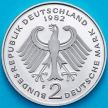 Монета ФРГ 2 марки 1982 год. Конрад Аденауэр. F. Пруф.