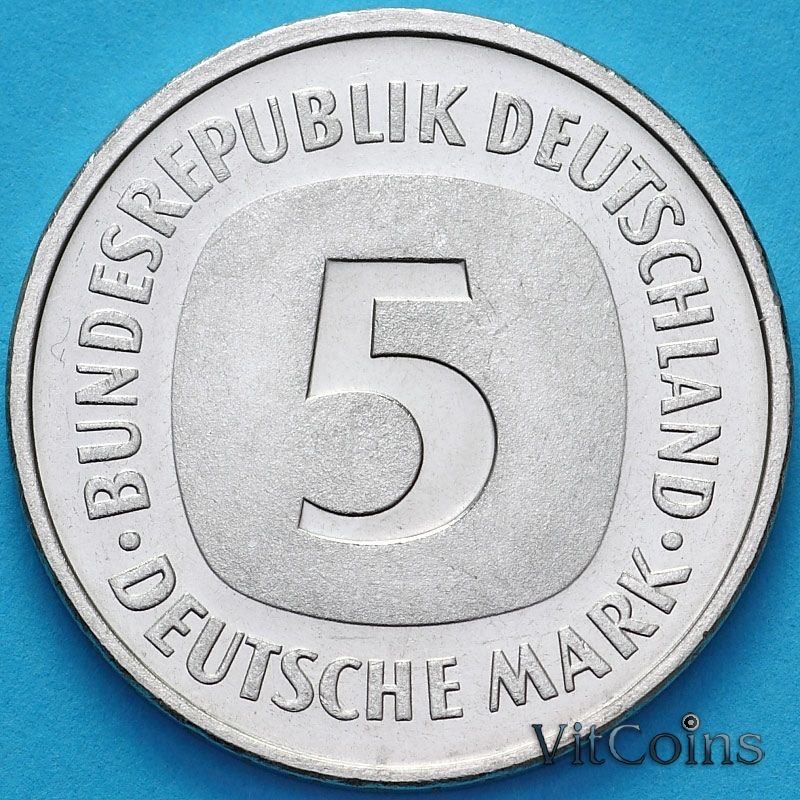 Монета ФРГ 5 марок 1975 год. F