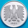 Монета ФРГ 5 марок 1981 год. F. Пруф