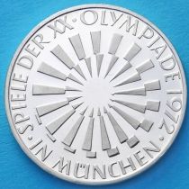 ФРГ 10 марок 1972 год. Олимпиада, эмблема. G. Серебро. Пруф