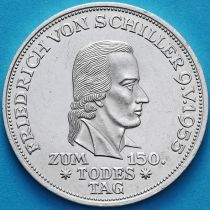 ФРГ 5 марок 1955 год. Фридрих Шиллер. Серебро.