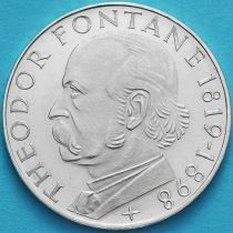 ФРГ 5 марок 1969 год. Теодор Фонтане. Серебро