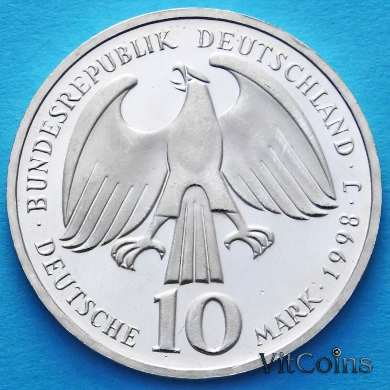Монета ФРГ 10 марок 1998 год. J. Вестфальский Договор. Серебро.