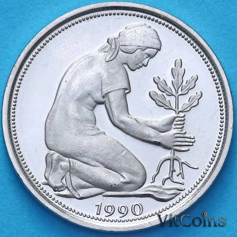 Монета ФРГ 50 пфеннигов 1990 год. А