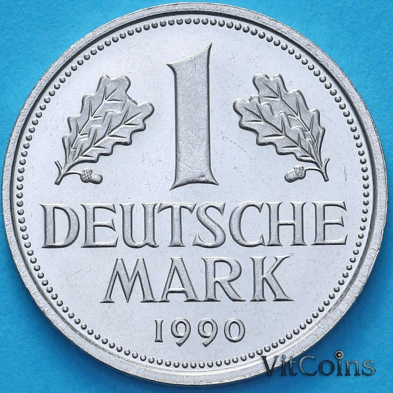 Монета ФРГ 1 марка 1990 год. F