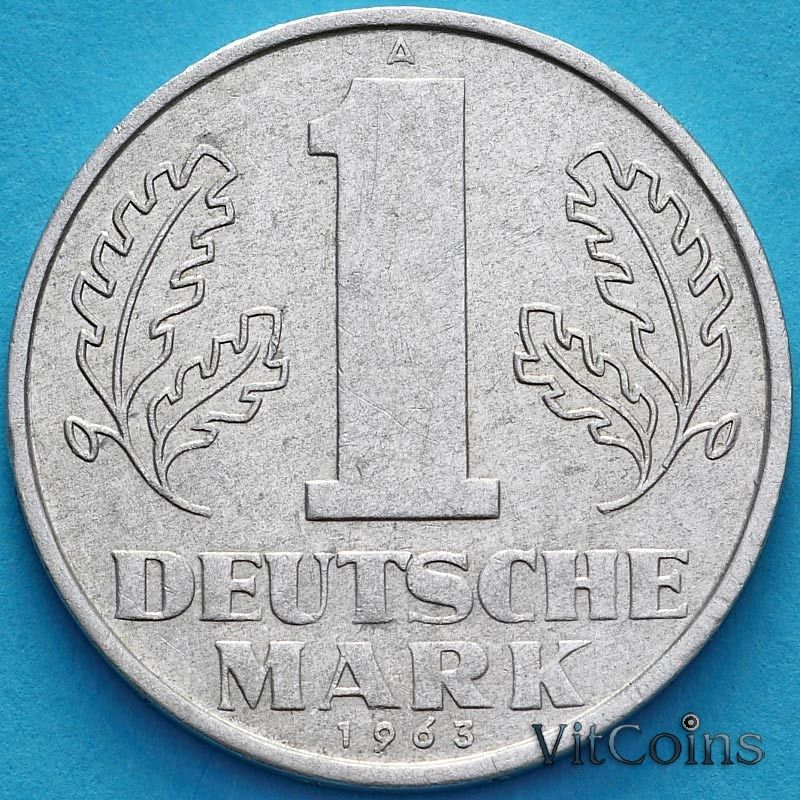 Монета ГДР 1 марка 1963 год. А. XF