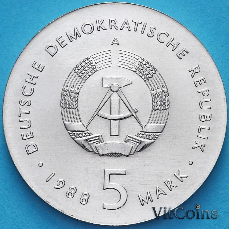 Монета ГДР 5 марок 1988 год. Эрнст Барлах