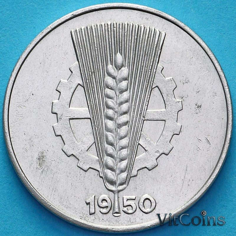 Монета ГДР 10 пфеннигов 1950 год. Е