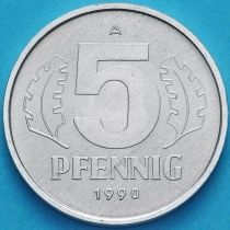 ГДР 5 пфеннигов 1990 год.
